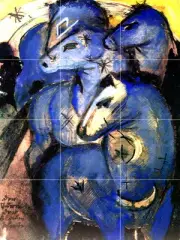 Art Marc Franz Blue Horses Mural Ceramic Backsplash Bath Tile #2102