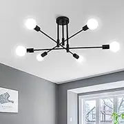 MRHYSWD Black Sputnik Ceiling Light, 6 Lights Modern Sputnik Chandeliers Ceiling Lights Living Room, Vintage Ceiling Lamp Industrial Ceiling Lights for Bedroom Kitchen Hallway Lounge Dining Room