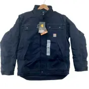 Carhartt Men's Navy Fire Resistant Full Swing Jacket Duck Coat 102182-410 M NWT