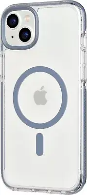 Tech21 Clear Case for iPhone 15 PLUS Crystal Anti Yellow Tough Hard - Steel Blue