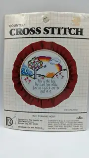 DESIGNS FOR THE NEEDLE Psalm 118:24 Cross Stitch Kit REJOICE 5" HOOP FRAME