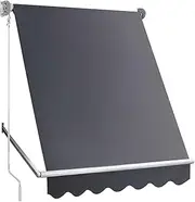 Retractable Fixed Pivot Arm Window Awning Patio Garden Blinds 2.4m x 2.1m Grey