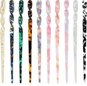 Acetate Hair Stick, Pack of 10 Colourful Hair Sticks, Retro Hair Pins, Vintage Chinese Hair Pin, Long Hair Stick, Hairpin Hair Sticks, Beautiful Chinese Hair Pin Hair Accessories for Women and Girls