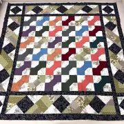 Handmade Colorful Bow Tie Cotton Fabric Queen Size Patchwork quilt top/topper
