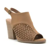 Qupid Women’s Open Toe Booties Camel Sz 8.5 NEW
