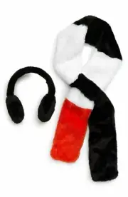 BP. Women's Scarf Ear Muffs Set Black One Size Colorblock Faux Fur $30 #332