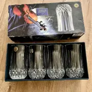 Set Of 4 Cristal d'Arques LONGCHAMP Crystal Highball Glasses Tall Tumblers NIB