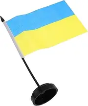 WESIEVYA Small Ukrainian Flag on Stick Handheld Mini Flag for Decorations Stylish Flag for Office Home and Educational Use