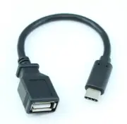 6inch OTG USB 2.0 Type-C Male to Type A Female Black
