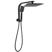 WELS 2in1 Black Square 10" 250mm Rain Shower Head & Handheld Gooseneck Arm Set