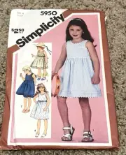 Vintage 1983 Simplicity Pattern #5950 Size 4 Child's Sundress