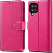 Samsung Galaxy A12 Leather Case - Premium Wallet Case Leather Flip Cover For Samsung Galaxy A12 [Card Holder] [Magnetic Closure] (Pink)