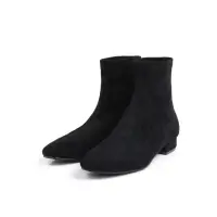 在飛比找momo購物網優惠-【viina】彈力絨毛布短靴 - 黑(短靴裸靴)