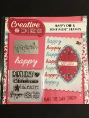 Creative Dies HAPPY Die & Sentiment Stamp Set Practical Publishing NEW