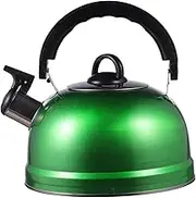 Homoyoyo 1pc Green Induction Chirping Kettle - Whistling Teapot for and Electric Use - for Camping and Household Heating Stylish Enamel Design
