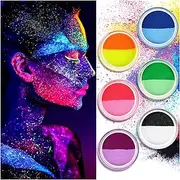 Water Activated Eyeliner, UV Glow Neon Cake Paint, 12 Bright Color Hydra Eye Liner,UV Glow Blacklight Luminous Body Face Makeup Paint, Costume Halloween and Club Makeup Art Paint (01)