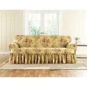 Waverly Ballad Bouquet 1 Piece T Cushion Sofa Slipcover in Blush