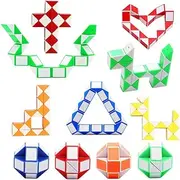 12 Pack 24 Blocks Magic Snake Cube, Mini Plastic Puzzle Cube, Fidget Toys ，Mini Snake Speed Cubes for Kids Party Bag Filler, Random Colors, Party Supplies