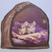 Two Mice in a hole wall decal - AW007