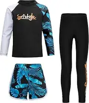 [Raenseen] Boys Girls Modest Swimsuit Full Body Rash Guard Swimwear UPF Surfing Bathing Suits