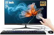 All-in-One Desktop Computer, 22" FHD All-in-One PC Touchscreen 8GB RAM 512GB ROM,Celeron N5095 1920 * 1080 IPS Display Computer Built-in Dual WiFi & Bluetooth,with Wired Keyboard and Mouse