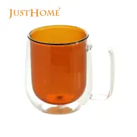 在飛比找momo購物網優惠-【Just Home】清透彩色雙層玻璃馬克杯250ml 橘色