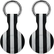 2PCS for Black White Stripes Air Tag Holder Case Waterproof & Shockproof Anti-Scratch Protective Air Tag Cover with Keychain Ring Silicone Tags Holders for Luggage, Backpack, Keys, Pet