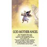 Thoughtful Little Angel Card God Mother 589 and Angel Pin with Austrian Crystals