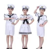 在飛比找蝦皮購物優惠-現貨 新款兒童小海軍表演服男女童水手服軍裝合唱表演服套裝小兵