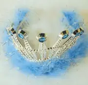 6 asst color FEATHER TIARA princess crown costumes girls teria new dressup hat