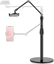 Viozon Tablet Phone Overhead Stand, Height & 360 Degree Angle Adjustable, Aluminum Desktop Stand, Compatible with 3.5-11" Cellphone or Tablet Such as iPhone iPad Pro Air Mini, Samsung, Nexus(AP-4P-B)