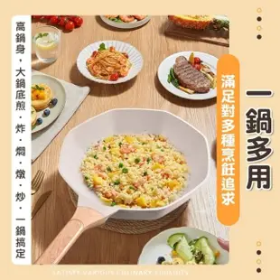 【Zhuyin】螺旋美型麥飯石八角多功能不沾鍋深炒鍋32cm(加高鍋身 電磁爐可用 火山岩添加)