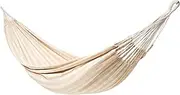 Authentic Double Vichy Hammock - Regenerated Cotton Polyester Traditional Hammock by Pacific Hammocks - Gingham Design Hammock with Matching Carry Bag (Sand)