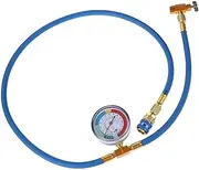 Refrigerator Freon Recharge Kit + 1/2" Piercing Valve, Charging Hose Refrigerant Can Tap with Gauge