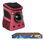 Travel Cat Bundle: Portable Scratcher & Fat Cat Backpack Carrier for Ultimate...