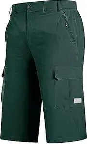[Generic] Memory Foam Plush Men's Athletic 3/4 Compression Pants Sports Performance Active Cool Dry Running Tights Capri Athletic Leggings Yoga Gym Base Layer Polyester Pants (#A-Green, XL)
