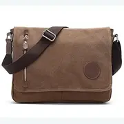 [CANLOT] Canvas Leather Crossbody Bag Men Messenger Bags Shoulder Bag Casual Travel School Bags