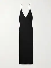 [LESET] LESET - Barb Open-back Washed-satin Maxi Dress - Black - small small Black