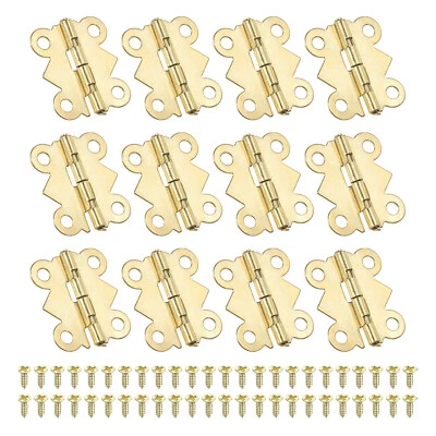 Small Jewelry Box Hinge 3/4 inch, 12 Pack 180-degree Butterfly Hinge, Gold
