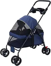 Pet Puppy Strollers Easy Foldable Pet Stroller with Cup Holder and Mesh Windows Dog Stroller Cat Stroller for Medium Small Dogs Cats