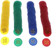 TX GIRL 160pcs/pack Plastic Poker Chips Bingo Chips Counters with Values Numbers, Yellow/10, Green/20, Blue/50, Red/100 (Size : 3.6cm/1.14")