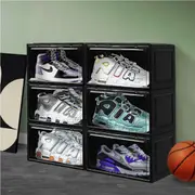 Shoe Storage Box Sneaker Display Case Collections Cabinet Stackable Magnetic 6PC Black