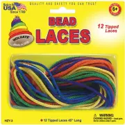 Pepperell Braiding Bead Laces 45" 12/Pkg-Assorted Colors HZY3