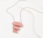 Generation Gems Sterling Silver 3-Stone Pink Opal Necklace 18"L