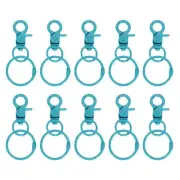 10Pcs Lobster Claw Clasps Keychains, Trigger Snap Hook with Binder Rings, Blue