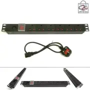 19" 6 Way Detachable Power Strip UK Extension PDU Data IEC Rack Cabinet Mount