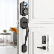 Keyless Entry Door Lock with Handle Set- With handle set, Oil Rubbed Bronze