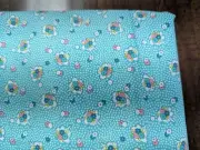 1Yd/43"100%cotton WASHINGTON St Fab/GREEN w/tiny Dots/sm floral Bouquets NEW BTY