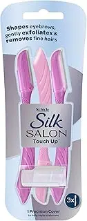 Schick - Silk Salon Touch-Up Dermaplaning Tool | Multipurpose | Exfoliating | Eyebrow Razor and Facial Razor with Precision Cover | 3 Count​​