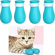 Coehaopike Cat Anti-Scratch Shoes 4 Pack,Pet Supplies Cat Scratch Deterrent Booties,Grooming Cat Accessories Silicone Nail Gloves,Adjustable Cat Claw Cover for Bathing Shaving Checking Treatment